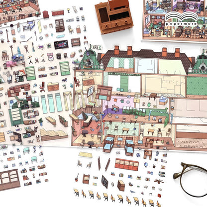 DIY mininature Scene Sticker Infeel.me Little Corner Vol. 12 Art Academy Candy Apartment - L 4