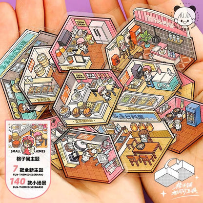 DIY mininature Scene Sticker Telado Vol. 12 Miniature Scene Collection Cubicle - L 3
