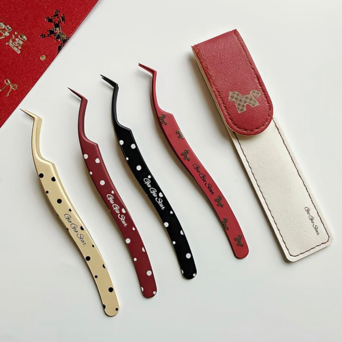 All-Purpose Tweezers Black Heart Red Heart Colorful Flower - S