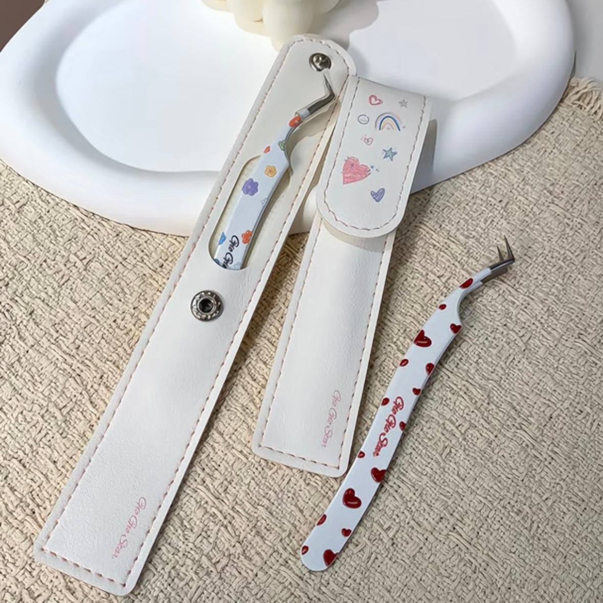 All-Purpose Tweezers Black Heart Red Heart Colorful Flower - S