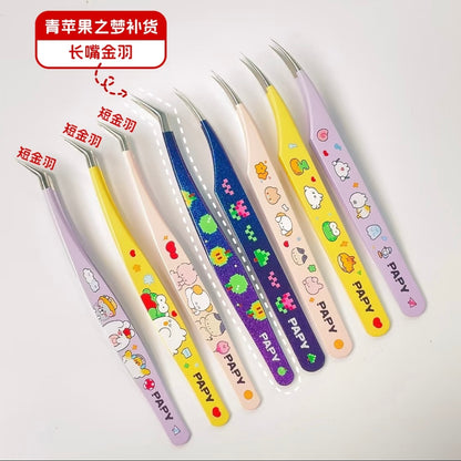 Macaron Color Tweezers Yellow Angled Tip Tweezers Yellow Dolphin Tweezers Pink Angled Tip Tweezers Pink Dolphin Tweezers Purple Angled Tip Tweezers Purple Dolphin Tweezers - S