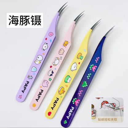 Macaron Color Tweezers Yellow Angled Tip Tweezers Yellow Dolphin Tweezers Pink Angled Tip Tweezers Pink Dolphin Tweezers Purple Angled Tip Tweezers Purple Dolphin Tweezers - S