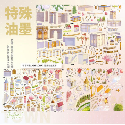 DIY miniature Scene Sticker Joyflora Vol. 5 Gilden Floral Castle Gilden Dream Town - XL 4