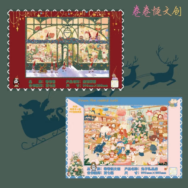 DIY mininature Scene Sticker JUAN Vol. 6 Christmas Series Christmas Window Display Rabbit Shop - L 1