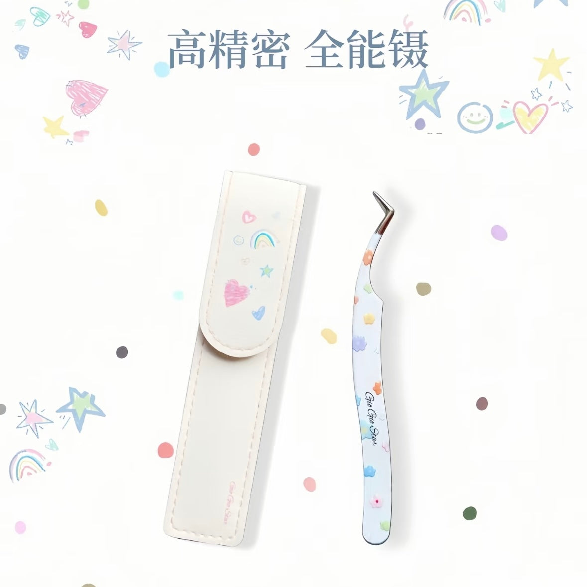 All-Purpose Tweezers Black Heart Red Heart Colorful Flower - S