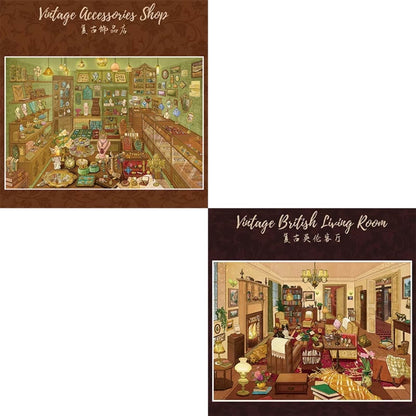 DIY mininature Scene Sticker KaKaWu Vol. 33 Vintage Living Room Vintage Accessories Shop - L 1
