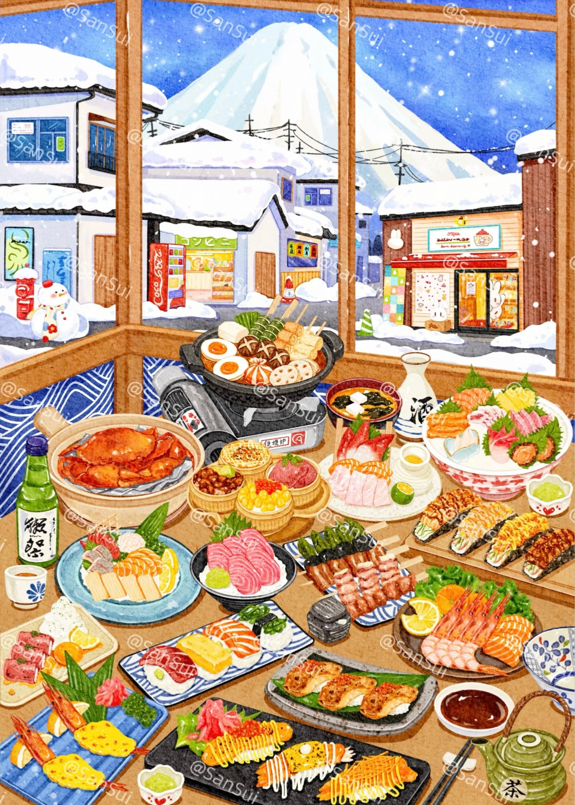 DIY miniature Scene Sticker LINGGAN BU MENG GE LINGGAN BU MENG GE Vol. 14 Food Series Japanese-Style Tavern Meat Lover's Feast Romantic Dinner A Table Full of Sweet Dreams - M 5