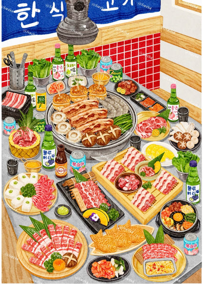 DIY miniature Scene Sticker LINGGAN BU MENG GE LINGGAN BU MENG GE Vol. 14 Food Series Japanese-Style Tavern Meat Lover's Feast Romantic Dinner A Table Full of Sweet Dreams - M 6