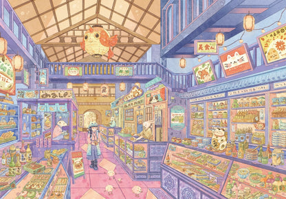 DIY miniature Scene Sticker Li Sheng Li Sheng Vol. 15 Food Court Snack Supermarket Stumbling into the Monster Food Street Elegant Study - L 3