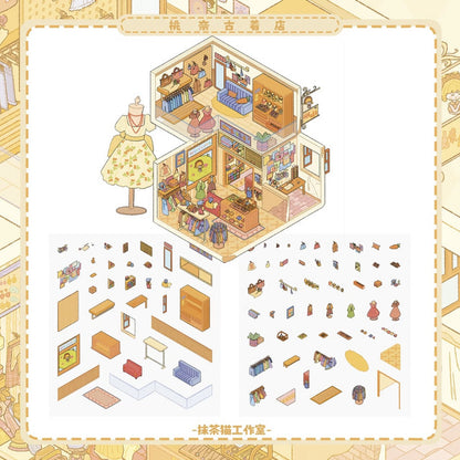 DIY mininature Scene Sticker MATCHA CAT Vol. 1 Peach Vintage Shop Timeless Record Store Wild Berry Selfie Studio - M 3