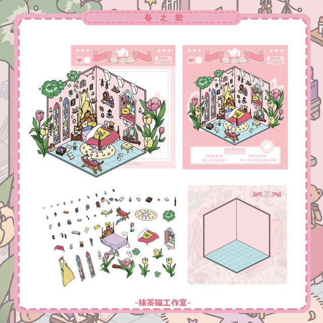 DIY mininature Scene Sticker MATCHA CAT Vol. 2: Four Seasons Song Song of Spring Song of Summer Song of Autumn Song of Winter - M 2