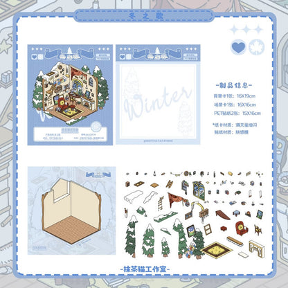 DIY mininature Scene Sticker MATCHA CAT Vol. 2: Four Seasons Song Song of Spring Song of Summer Song of Autumn Song of Winter - M 4