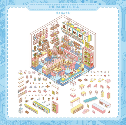 DIY mininature Scene Sticker MATCHA CAT Vol. 3: Hundred Flavors Shop Dragon Boat Pop-up Bunny’s Tea Spinning Hot Pot - M 4