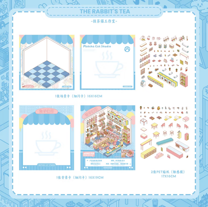 DIY mininature Scene Sticker MATCHA CAT Vol. 3: Hundred Flavors Shop Dragon Boat Pop-up Bunny’s Tea Spinning Hot Pot - M 5