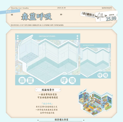 DIY mininature Scene Sticker MATCHA CAT Vol. 4: Daydream Apartment Forest Blue Breath Lucky Homebody Pink Secret Garden - M 3