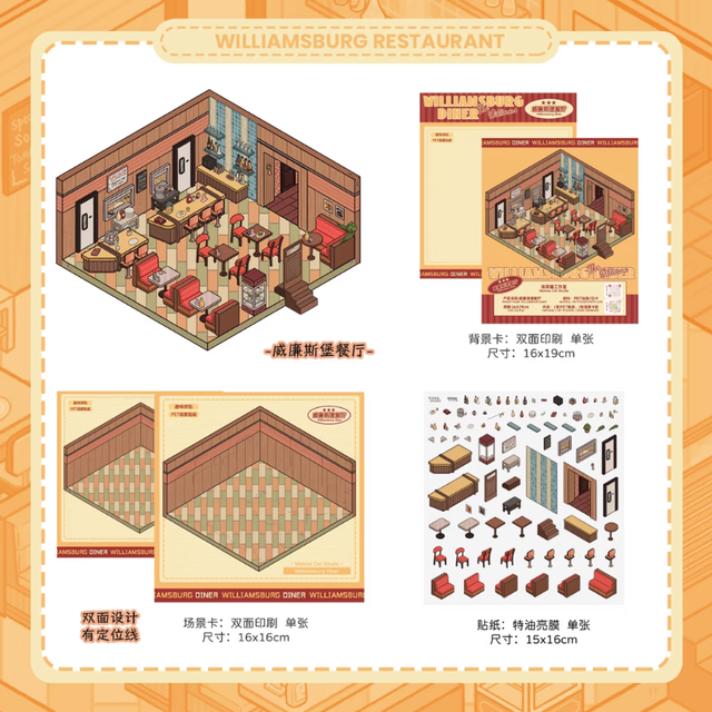 DIY mininature Scene Sticker MATCHA CAT Vol. 8: Sweet Life Brooklyn Cabin Restaurant Sisters' Cottage - L 3