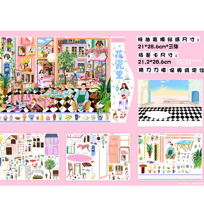 DIY miniature Scene Sticker MIMO MIMO Vol. 11 Floral Porcelain Lane + Flower Lane - L 1