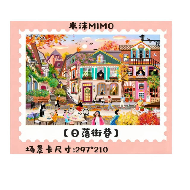 DIY mininature Scene Sticker MIMO Vol. 8 Sunset Alley Old Town Homes - L 1