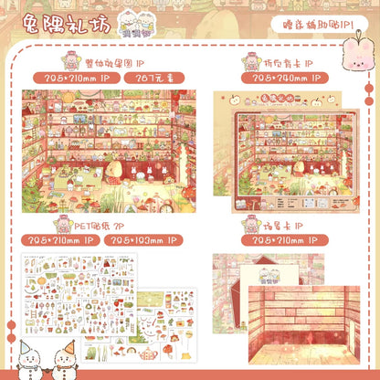 DIY miniature Scene Sticker MANMANZHI MANMANZHI Vol. 1 Rabbit Town Food Alley Mushroom House Plant Exploration Bureau Rabbit Corner Gift Workshop - L 3