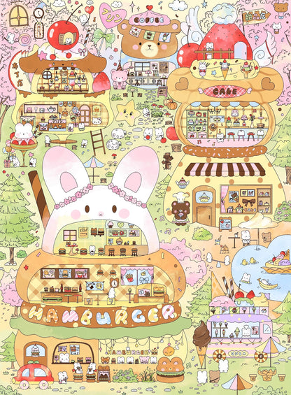 DIY miniature Scene Sticker MANMANZHI MANMANZHI Vol. 1 Rabbit Town Food Alley Mushroom House Plant Exploration Bureau Rabbit Corner Gift Workshop - L 4