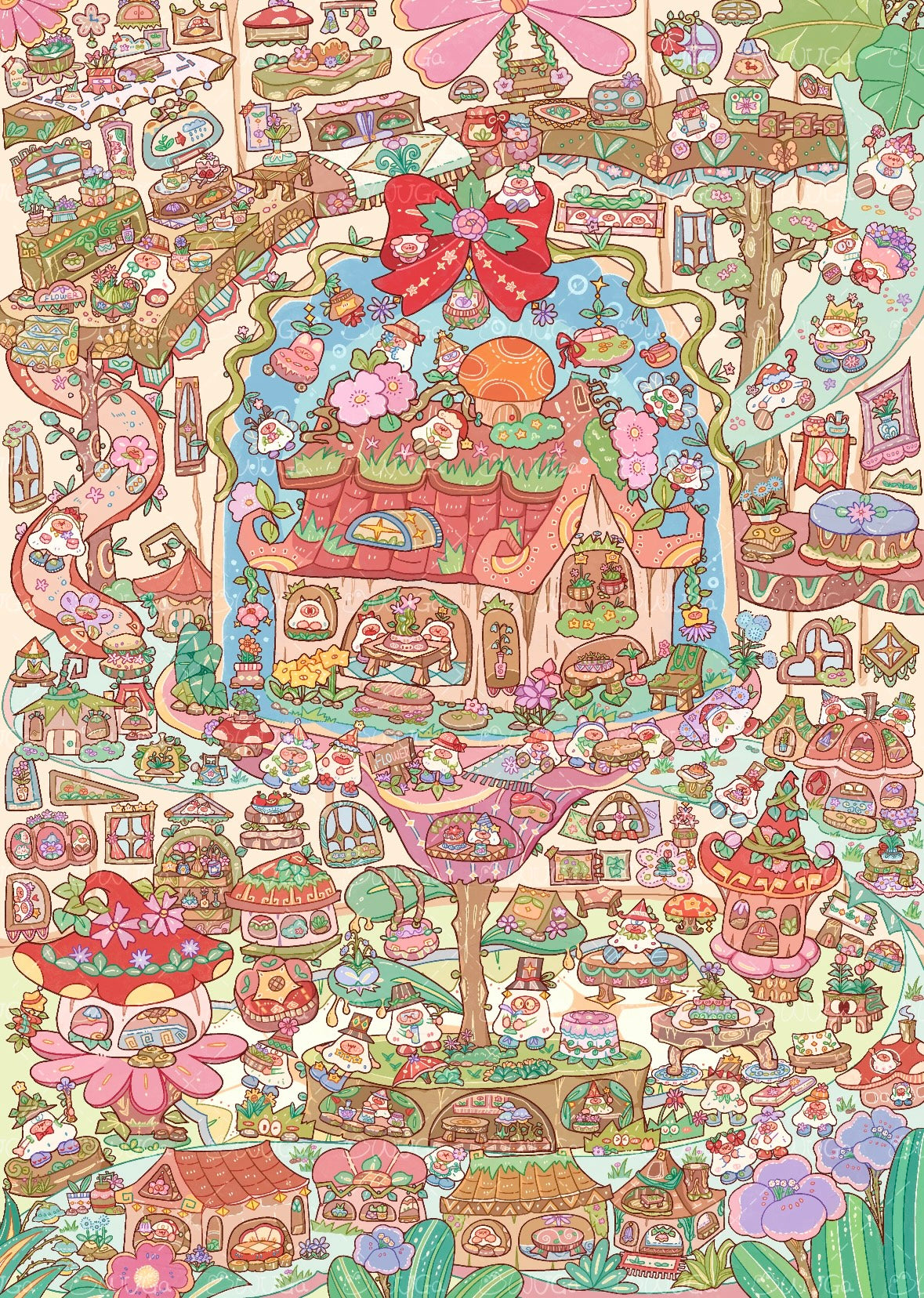 DIY miniature Scene Sticker MANMANZHI MANMANZHI Vol. 1 Rabbit Town Food Alley Mushroom House Plant Exploration Bureau Rabbit Corner Gift Workshop - L 5