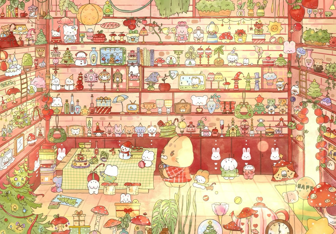 DIY miniature Scene Sticker MANMANZHI MANMANZHI Vol. 1 Rabbit Town Food Alley Mushroom House Plant Exploration Bureau Rabbit Corner Gift Workshop - L 6