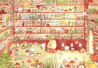 DIY miniature Scene Sticker MANMANZHI MANMANZHI Vol. 1 Rabbit Town Food Alley Mushroom House Plant Exploration Bureau Rabbit Corner Gift Workshop - L 6