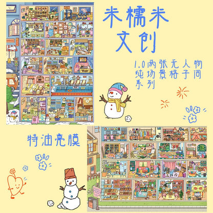 DIY mininature Scene Sticker MINOWME Vol. 1 Heartfelt Town Winter Night Town - L 1