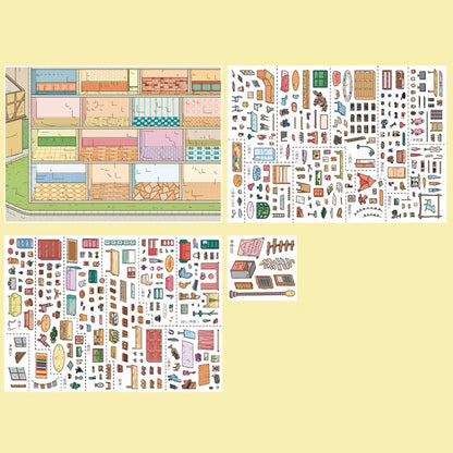 DIY mininature Scene Sticker MINOWME Vol. 1 Heartfelt Town Winter Night Town - L 2