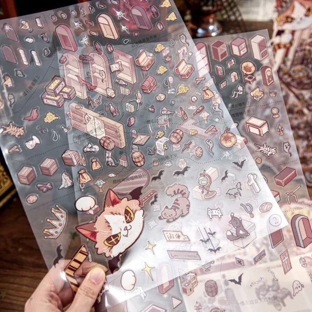 DIY mininature Scene Sticker Mr.Paper Hidden Pavilion Series Secret Study Room - L 3