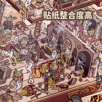 DIY mininature Scene Sticker Mr.Paper Hidden Pavilion Series Secret Study Room - L 5