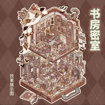 DIY mininature Scene Sticker Mr.Paper Hidden Pavilion Series Secret Study Room - L 6