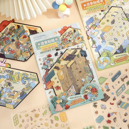 DIY mininature Scene Sticker Mr.Paper Stay-at-Home Theater Mr. Rabbit’s Weekend Octopus Butler’s Daily Life - M 3