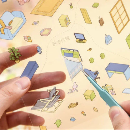 DIY mininature Scene Sticker Mr.Paper Stay-at-Home Theater Mr. Rabbit’s Weekend Octopus Butler’s Daily Life - M 6