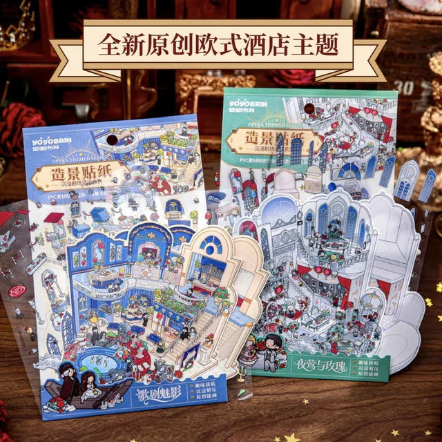 DIY mininature Scene Sticker Mr.Paper Immersive Theater Hotel The Phantom of the Opera The Nightingale and the Rose - M 2