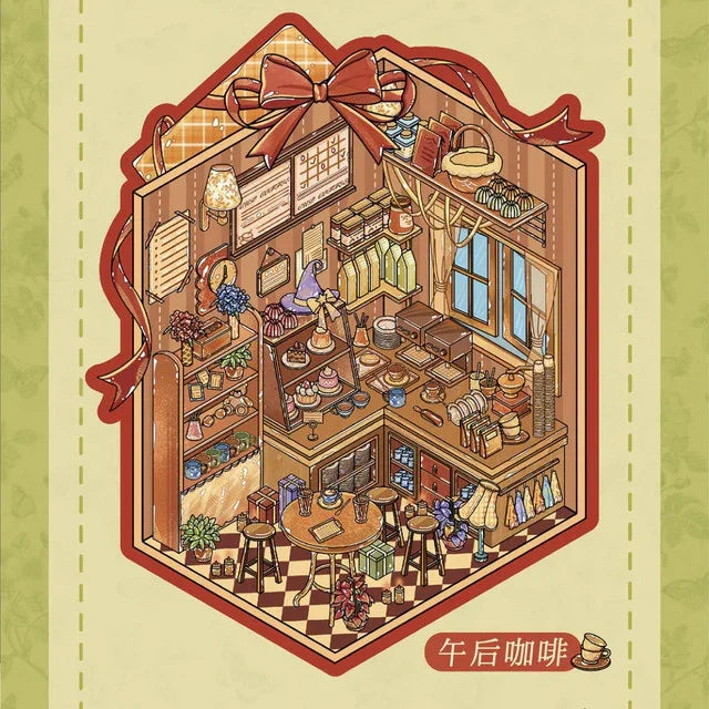 DIY mininature Scene Sticker Mr.Paper Warm Light Cottage Series Quiet Moments Afternoon Coffee - M 3