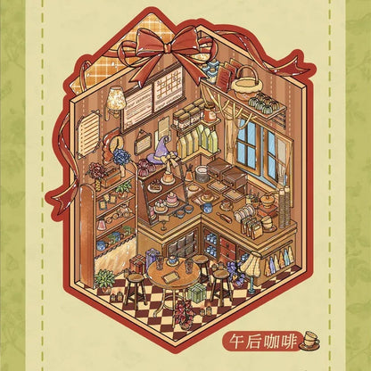DIY mininature Scene Sticker Mr.Paper Warm Light Cottage Series Quiet Moments Afternoon Coffee - M 3