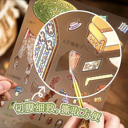 DIY mininature Scene Sticker Mr.Paper Warm Light Cottage Series Quiet Moments Afternoon Coffee - M 6