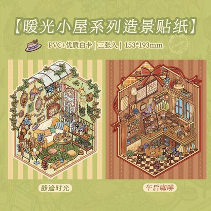 DIY mininature Scene Sticker Mr.Paper Warm Light Cottage Series Quiet Moments Afternoon Coffee - M 8