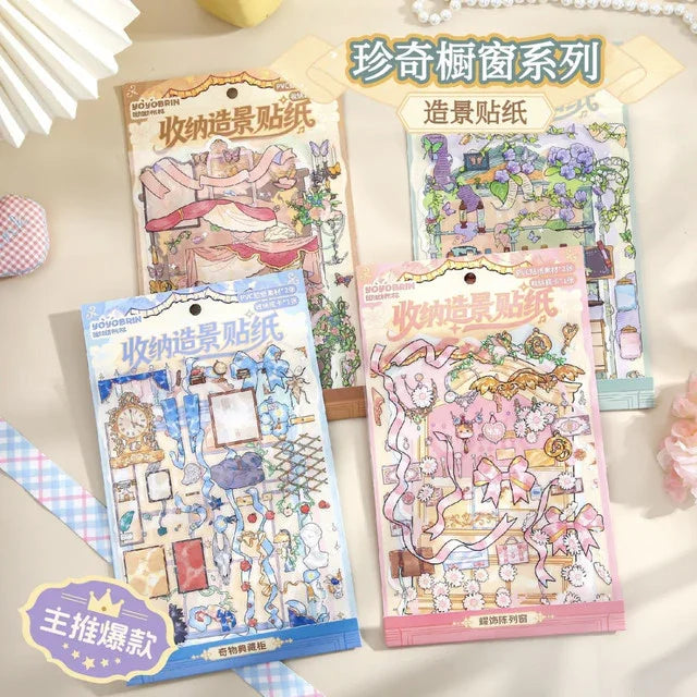 DIY mininature Scene Sticker Mr.Paper Curiosity Cabinet Collection Display Window of Wonders Rare Collection Cabinet Treasure Jewelry Box Alchemy Cabinet - M 1