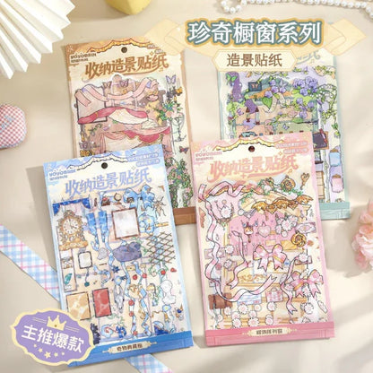 DIY mininature Scene Sticker Mr.Paper Curiosity Cabinet Collection Display Window of Wonders Rare Collection Cabinet Treasure Jewelry Box Alchemy Cabinet - M 1