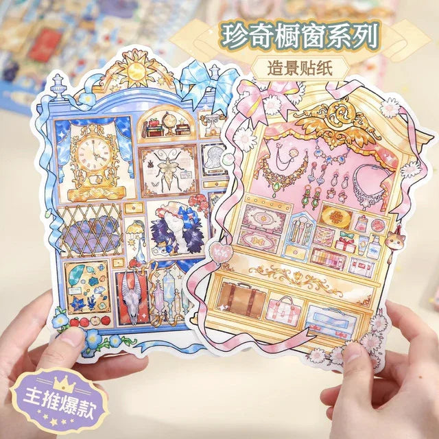 DIY mininature Scene Sticker Mr.Paper Curiosity Cabinet Collection Display Window of Wonders Rare Collection Cabinet Treasure Jewelry Box Alchemy Cabinet - M 2