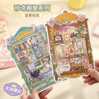 DIY mininature Scene Sticker Mr.Paper Curiosity Cabinet Collection Display Window of Wonders Rare Collection Cabinet Treasure Jewelry Box Alchemy Cabinet - M 3
