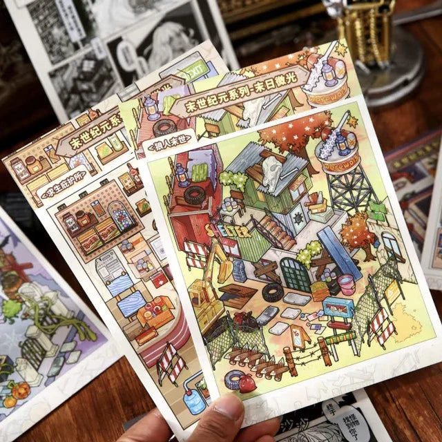 DIY mininature Scene Sticker Mr.Paper Apocalypse Era Collection Ruins Chronicle Doomsday Glimmer - L 3