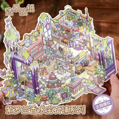 DIY mininature Scene Sticker Mr.Paper Violet Perfume Jewelry Shop Violet Perfume Jewelry Shop - L 1
