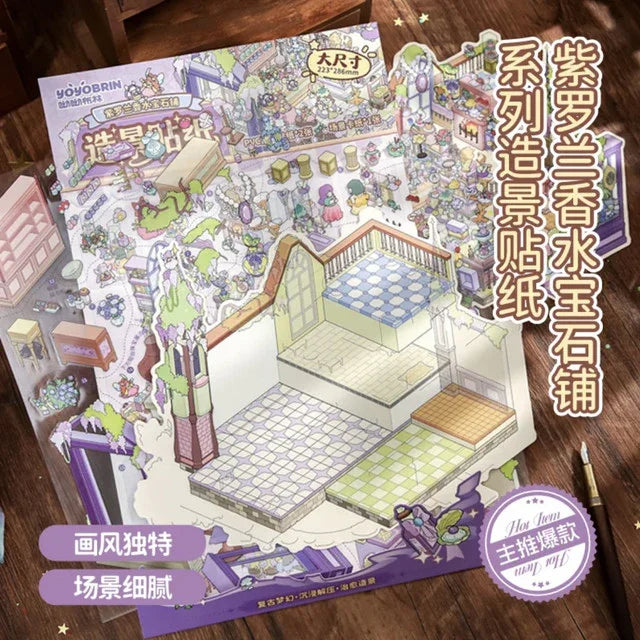 DIY mininature Scene Sticker Mr.Paper Violet Perfume Jewelry Shop Violet Perfume Jewelry Shop - L 2