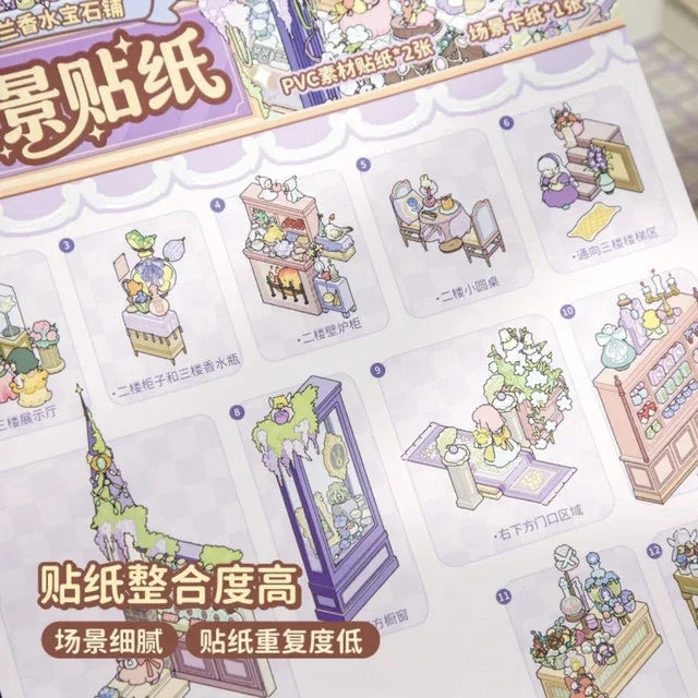 DIY mininature Scene Sticker Mr.Paper Violet Perfume Jewelry Shop Violet Perfume Jewelry Shop - L 5
