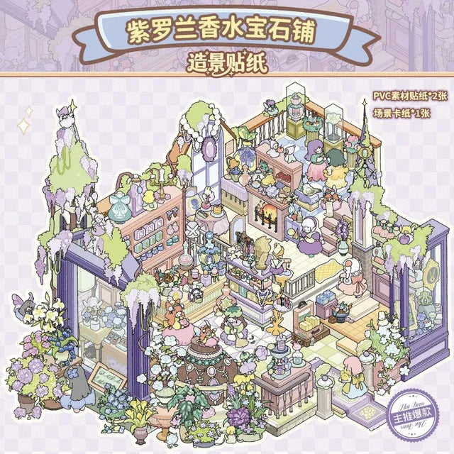 DIY mininature Scene Sticker Mr.Paper Violet Perfume Jewelry Shop Violet Perfume Jewelry Shop - L 8