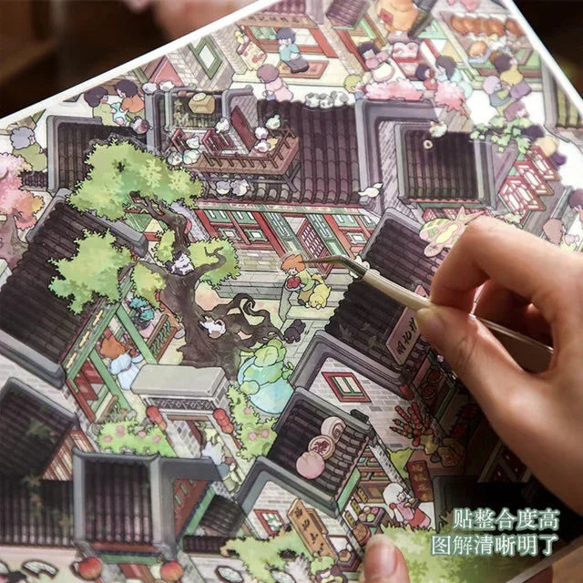 DIY mininature Scene Sticker Mr.Paper Ancient Courtyard New Charm Dreaming of Jiangnan Spring in the Siheyuan - L 6