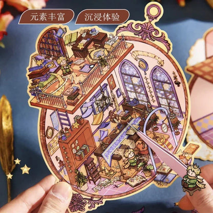 DIY mininature Scene Sticker Mr.Paper Starry Prince Series Leisure Flower House Magic Bookstore Rose Prelude Steampunk Dream - M 3